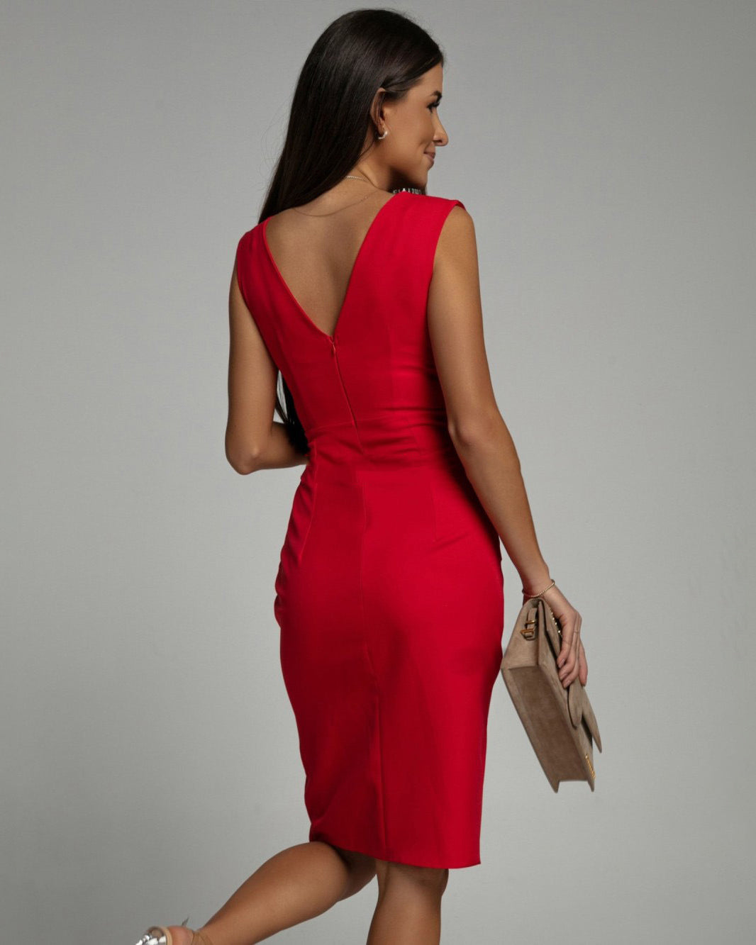 Floriza™ | Fitted dress with V-neck and slit