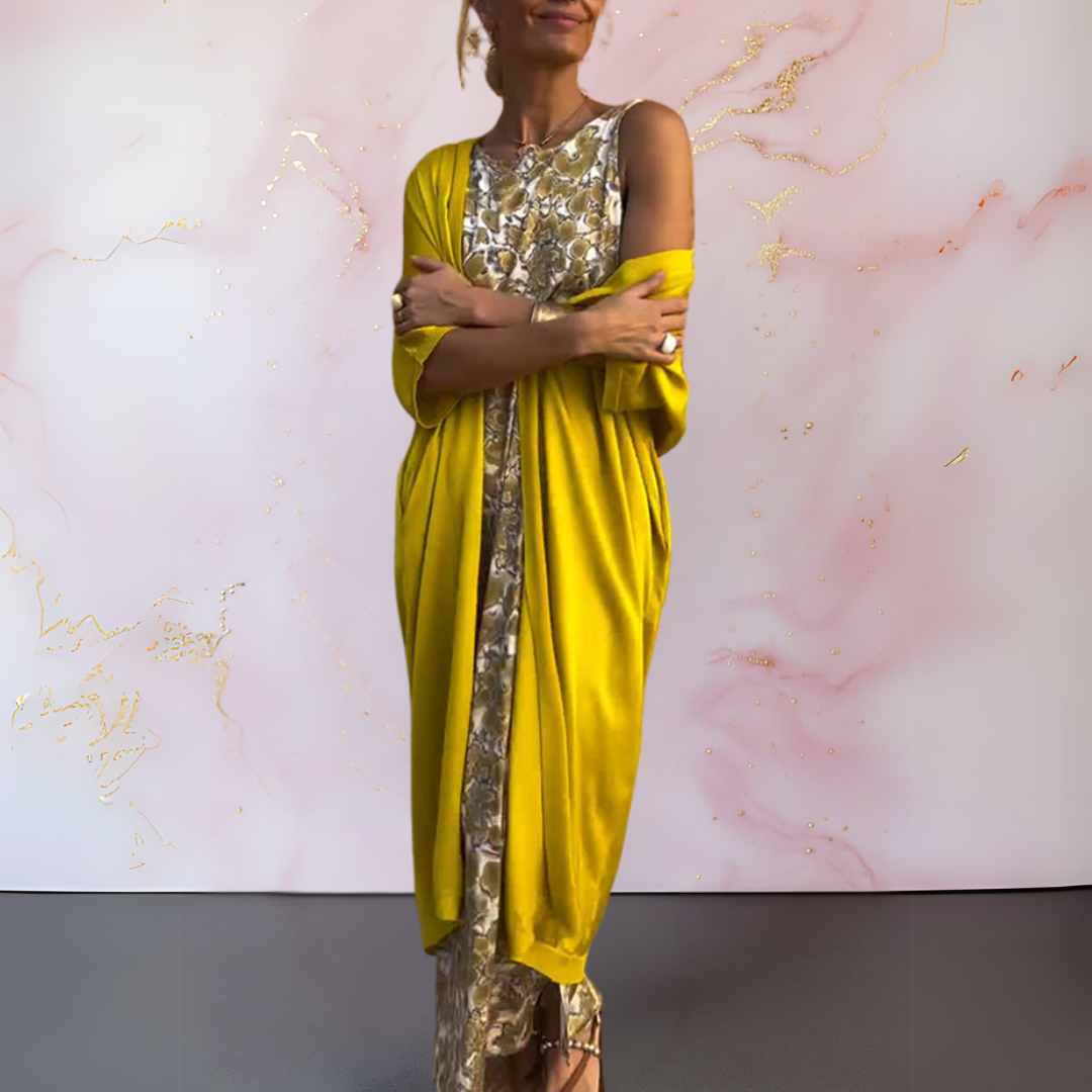 Melina™ | Elegant Dress with Matching Cardigan