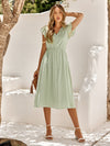 Jenevieve™ | Elegant Green Wedding Guest Midi Dress